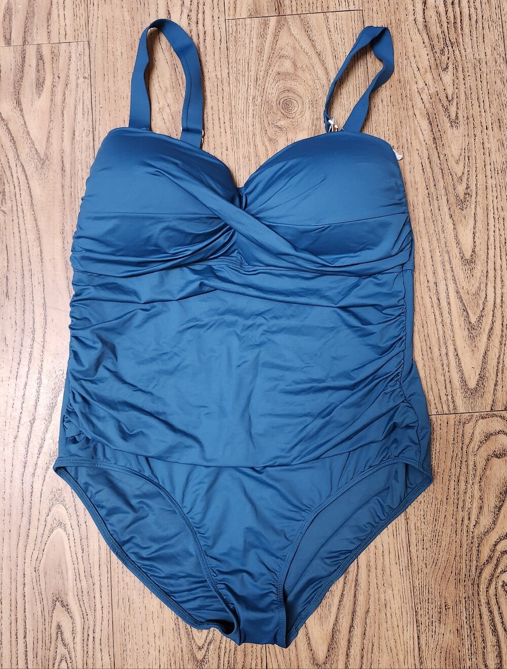 Anne Cole Twist Neck Front  One Piece Swimsuit Women's 20W Convertible NWT Teal